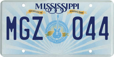 MS license plate MGZ044