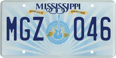 MS license plate MGZ046