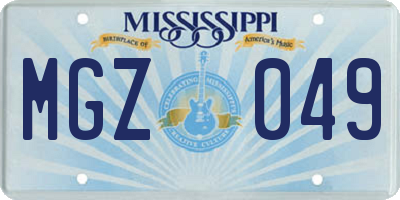 MS license plate MGZ049