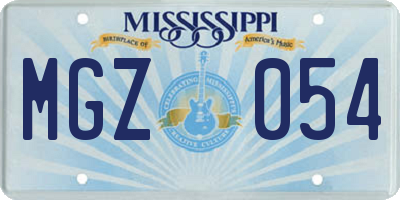 MS license plate MGZ054