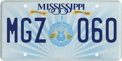 MS license plate MGZ060