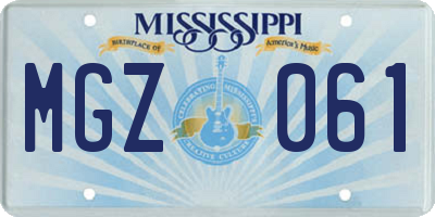 MS license plate MGZ061