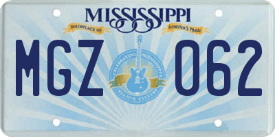 MS license plate MGZ062