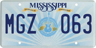 MS license plate MGZ063