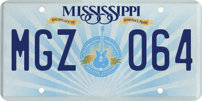MS license plate MGZ064
