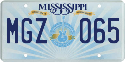 MS license plate MGZ065