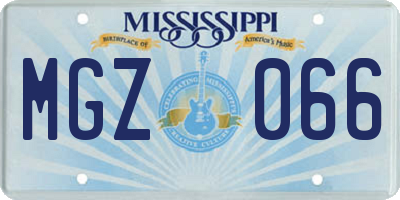 MS license plate MGZ066