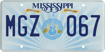 MS license plate MGZ067