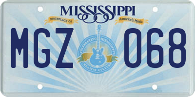 MS license plate MGZ068