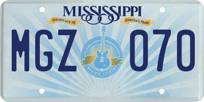MS license plate MGZ070