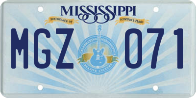 MS license plate MGZ071