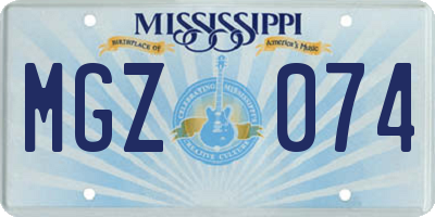 MS license plate MGZ074