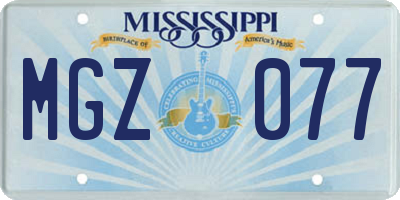 MS license plate MGZ077