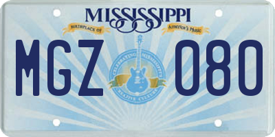 MS license plate MGZ080