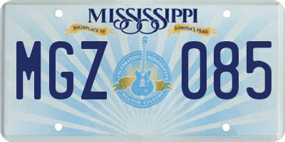 MS license plate MGZ085