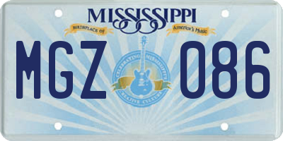 MS license plate MGZ086