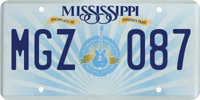 MS license plate MGZ087