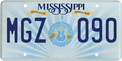 MS license plate MGZ090