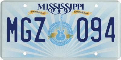 MS license plate MGZ094