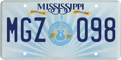 MS license plate MGZ098