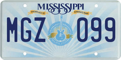MS license plate MGZ099