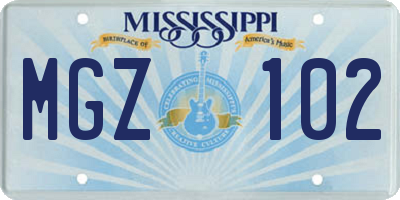 MS license plate MGZ102