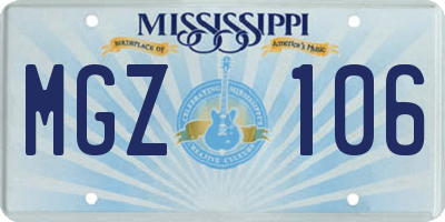 MS license plate MGZ106