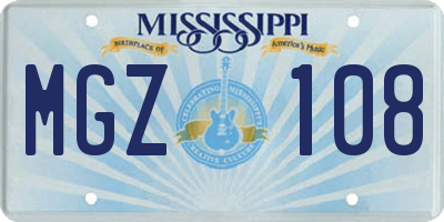 MS license plate MGZ108