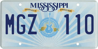 MS license plate MGZ110