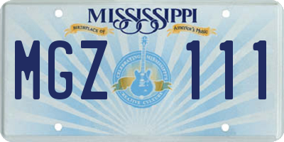 MS license plate MGZ111