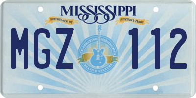 MS license plate MGZ112