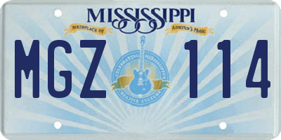MS license plate MGZ114