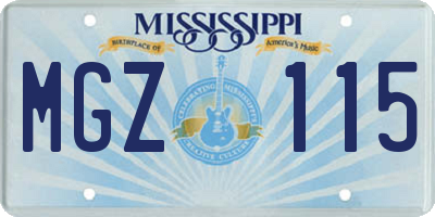 MS license plate MGZ115