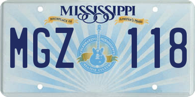 MS license plate MGZ118