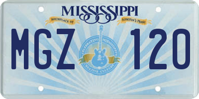 MS license plate MGZ120