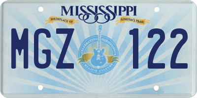 MS license plate MGZ122