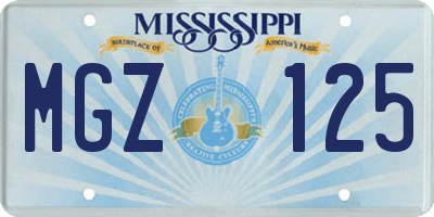MS license plate MGZ125