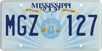 MS license plate MGZ127