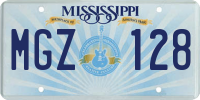 MS license plate MGZ128