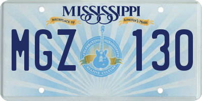 MS license plate MGZ130