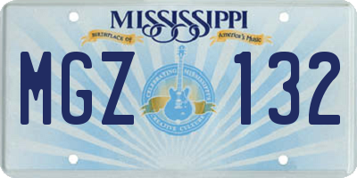 MS license plate MGZ132