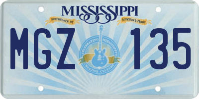 MS license plate MGZ135