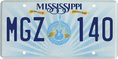 MS license plate MGZ140