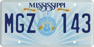 MS license plate MGZ143