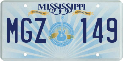 MS license plate MGZ149
