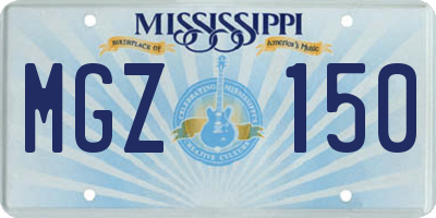 MS license plate MGZ150