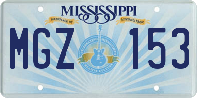 MS license plate MGZ153