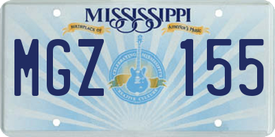 MS license plate MGZ155