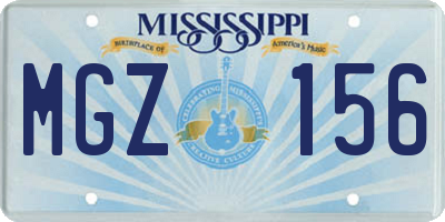 MS license plate MGZ156