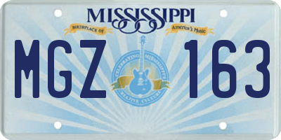 MS license plate MGZ163